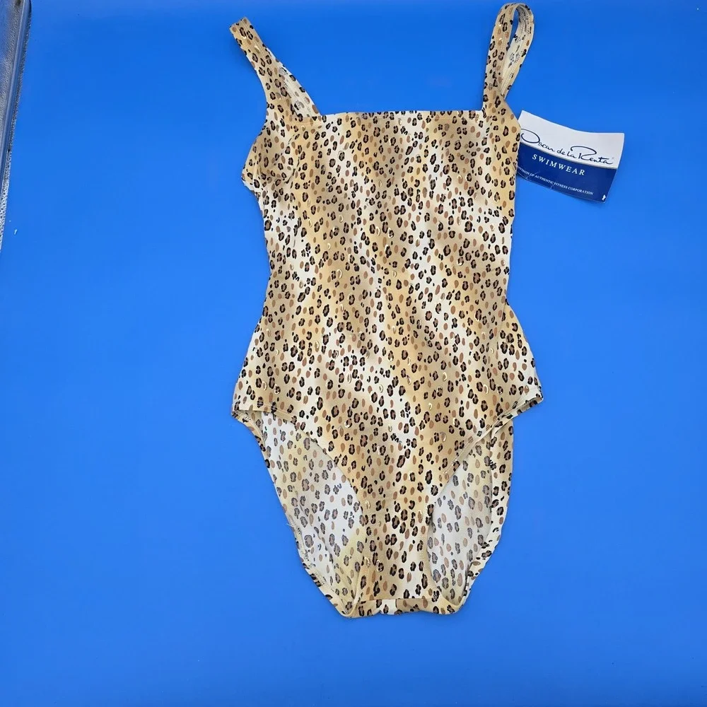 Vintage NWT 1990s‎ Oscar de la Renta Cheetah Print Swimsuit Women's 14